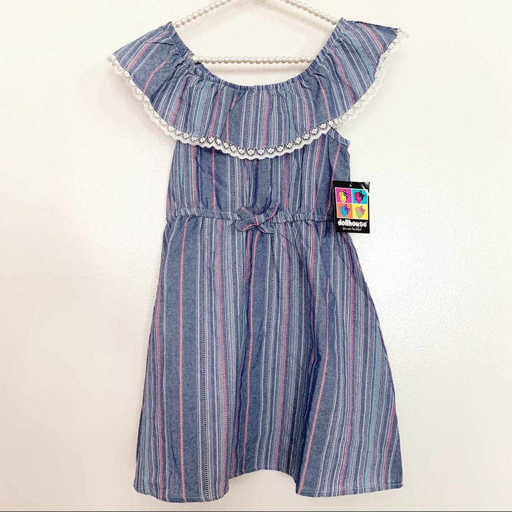 Dollhouse Chambray Ruffle Dress NWT